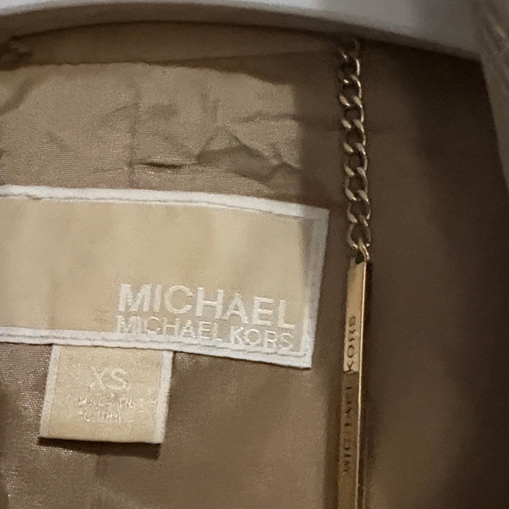 Michael Kors Beige Coat with Gold Chain Accent - Picture 2 of 3